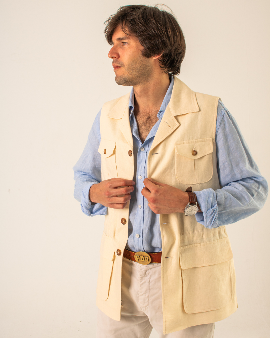 Chaleco sahariano marfil