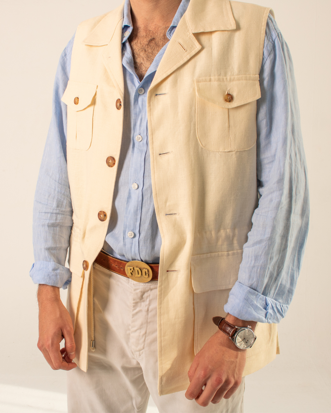 Chaleco sahariano marfil