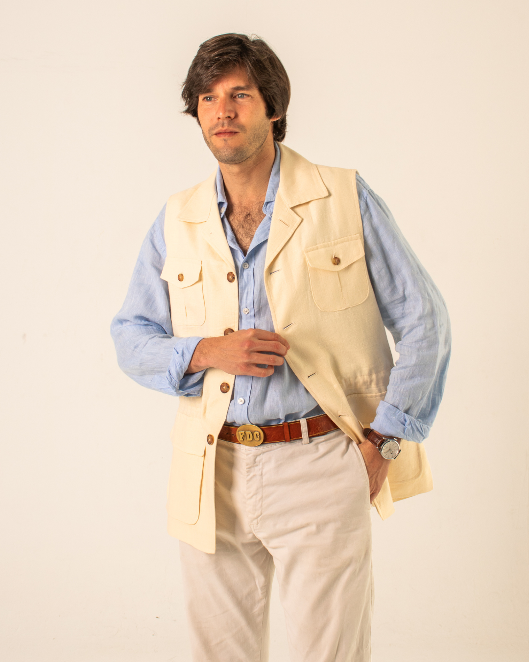 Chaleco sahariano marfil