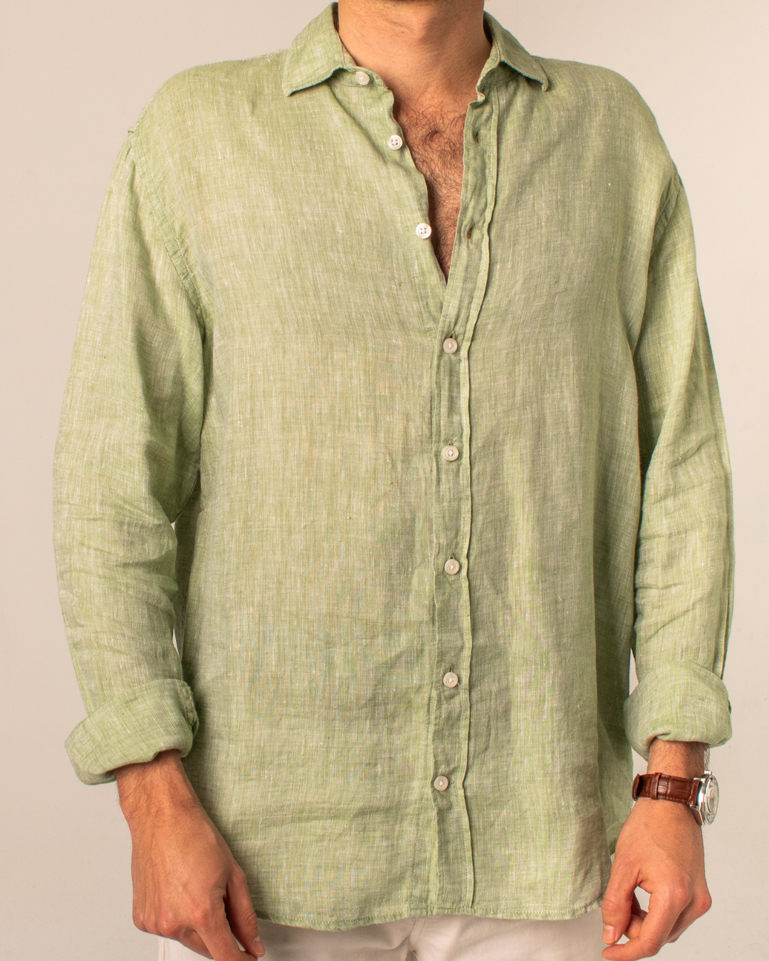 Camisa lino verde