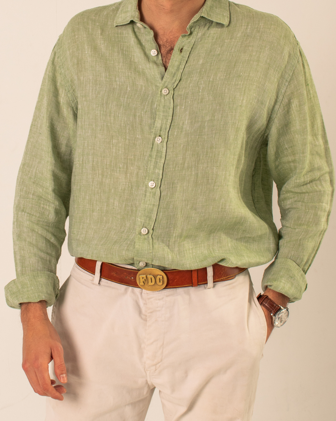 Green linen shirt