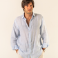 Camisa lino rayas azul