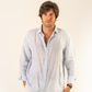 Camisa lino rayas azul