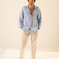 Camisa lino azul