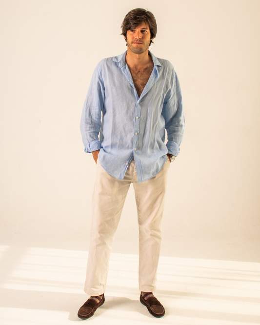 Camisa lino azul